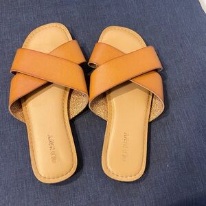 Old Navy Tan Slide Sandals Minimalist Design